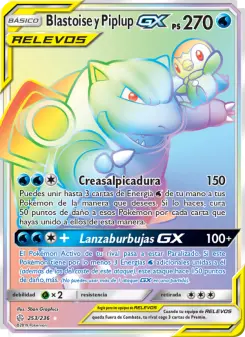 Carta de Blastoise y Piplup GX de Eclipse Cósmico